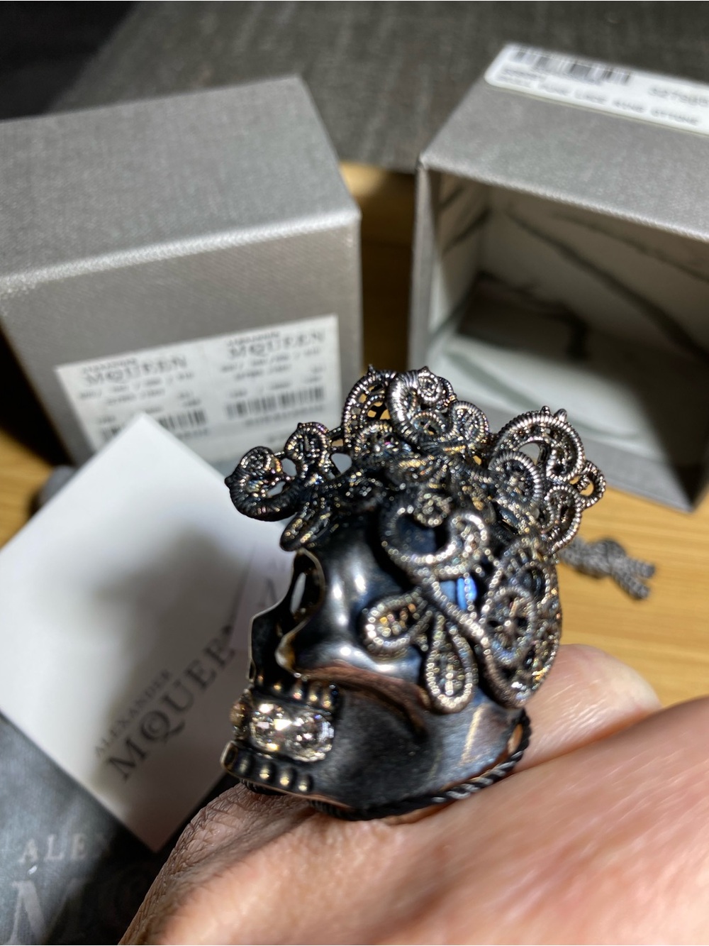 Alexander McQueen Skull Ring Ornate Filigree Crown